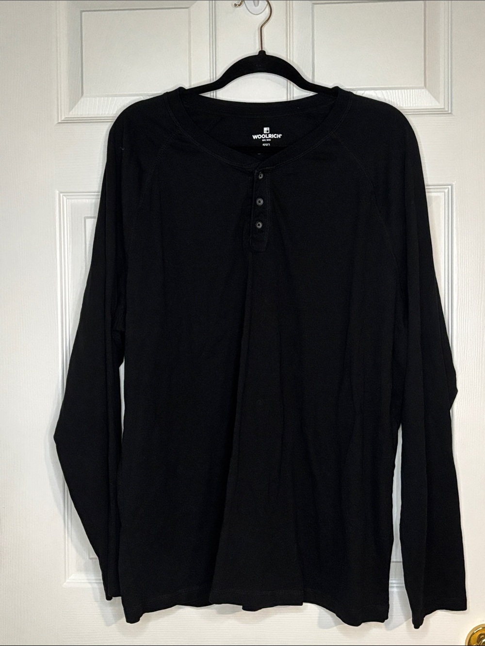 Woolrich Men's Black Long-Sleeve Henley Top XXL